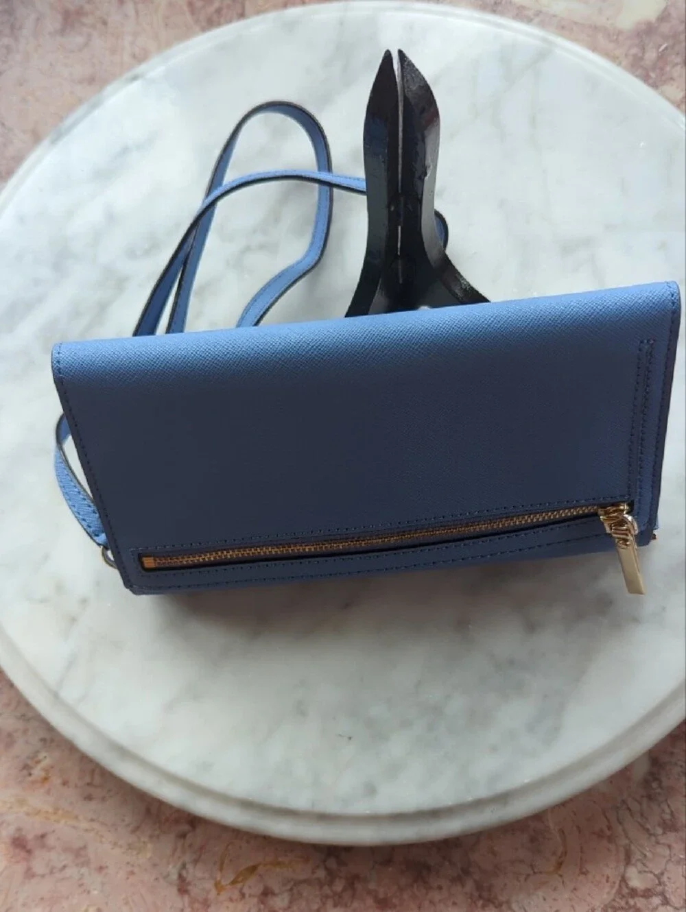 kate spade Blue Saffiano Leather Continental Wallet